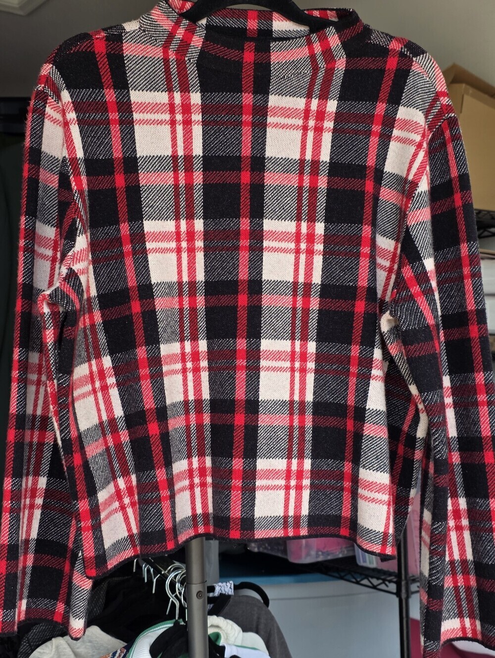 Ann Taylor Relaxed Plaid Jubilee Sweater Red Black White XXl - Picture 4 of 5